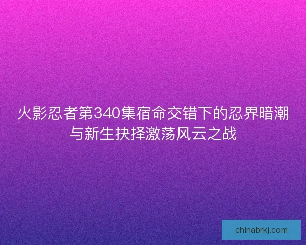 火影忍者第340集宿命交错下的忍界暗潮与新生抉择激荡风云之战