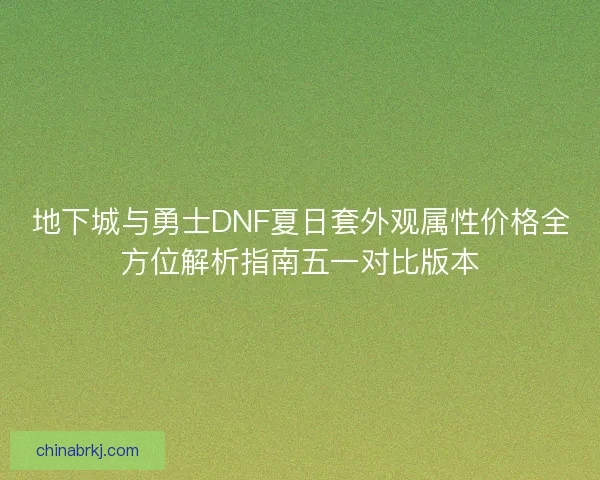 地下城与勇士DNF夏日套外观属性价格全方位解析指南五一对比版本